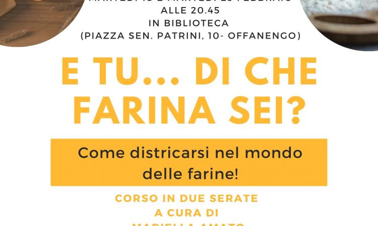 locandina del corso e tu di che farina sei? dedicato all'uso delle farine