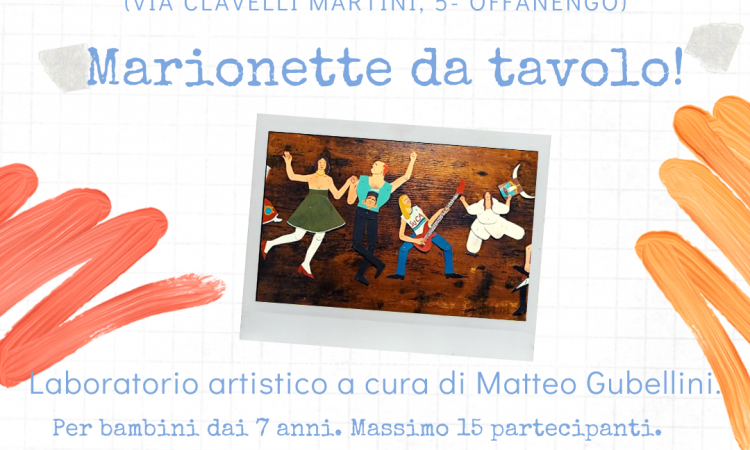 Locandina del laboratorio artistico marionette da tavolo