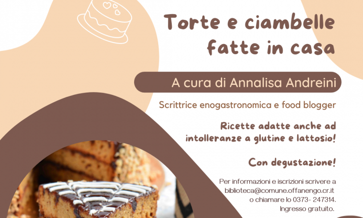 locandina della serata dedicata a torte e ciambelle