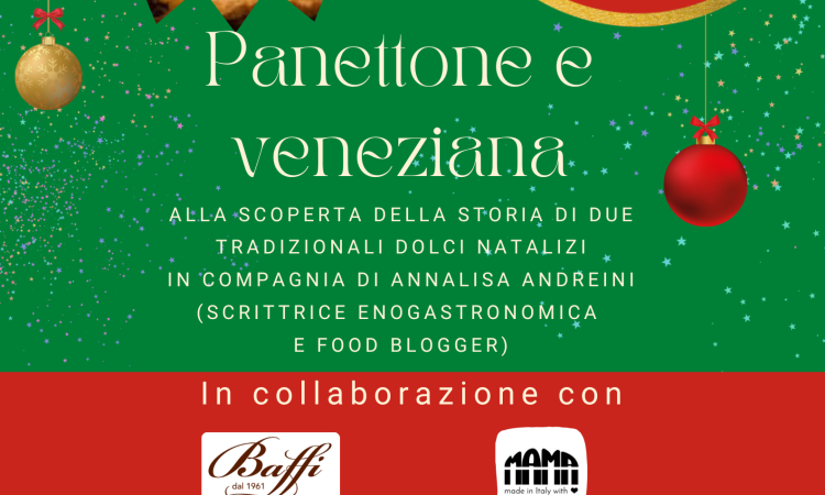 locandina della serata dedicata a panettone e veneziana