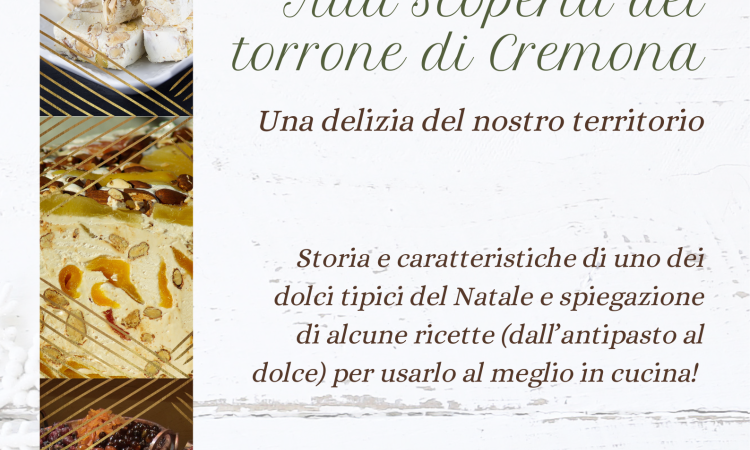 locandina della serata alla scoperta del torrone di Cremona
